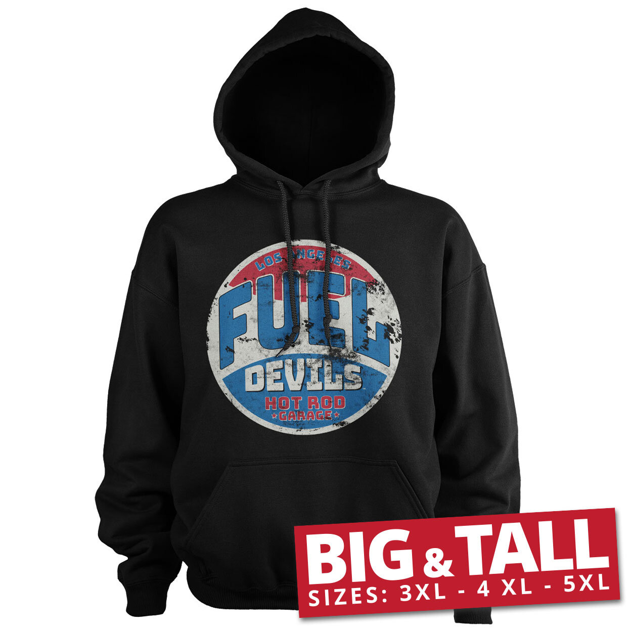 Fuel Devils Hot Rod Garage Patch Big & Tall Hoodie