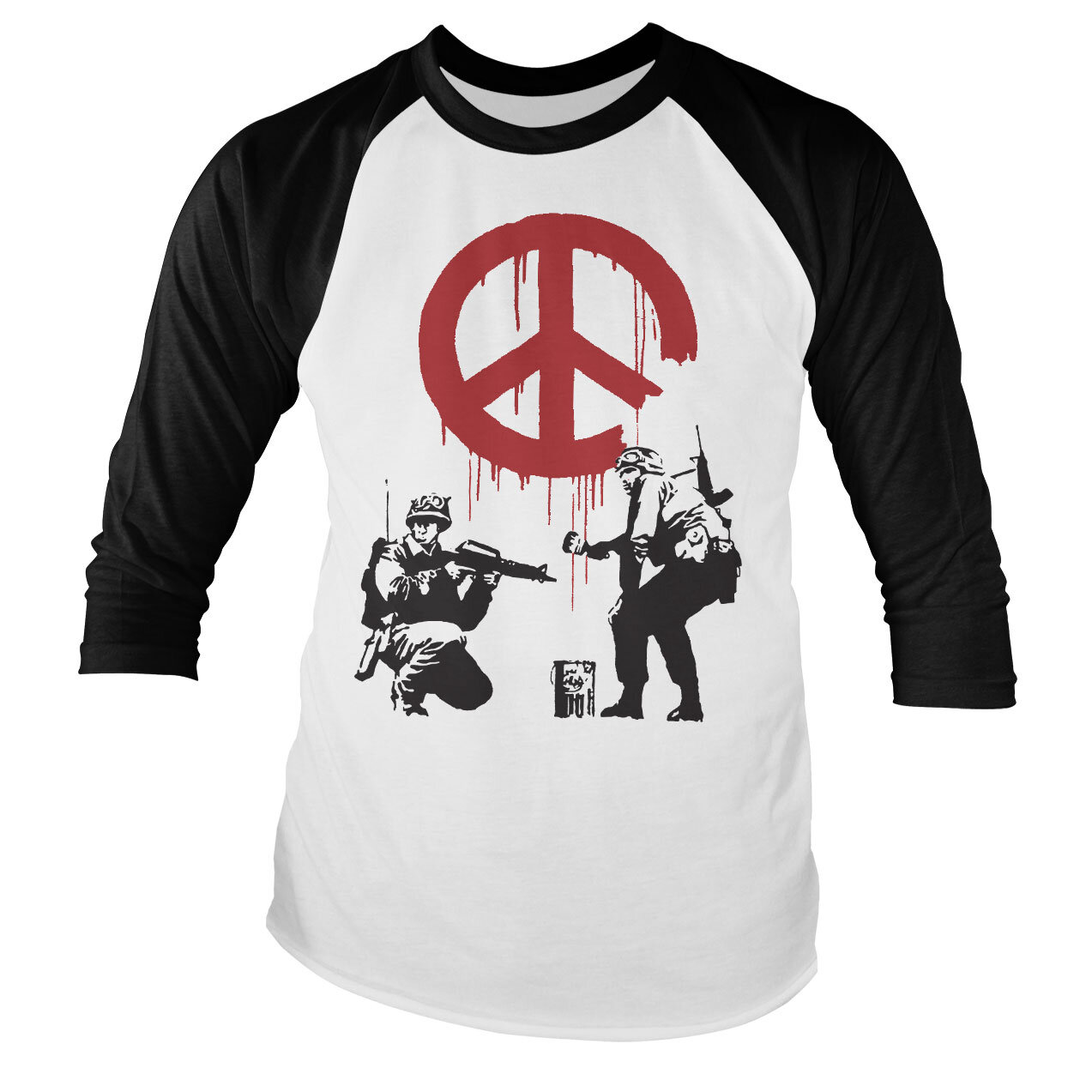 Soldiers Painting CND Sign Baseball Long Sleeve Tee