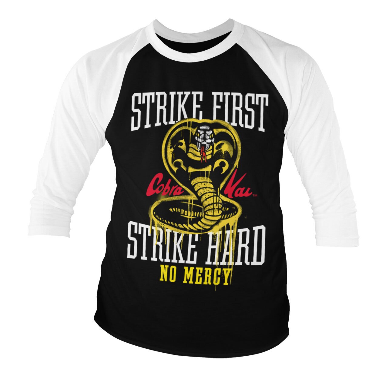 Strike First - Strike Hard - No Mercy Baseball 3/4 Sleeve Tee